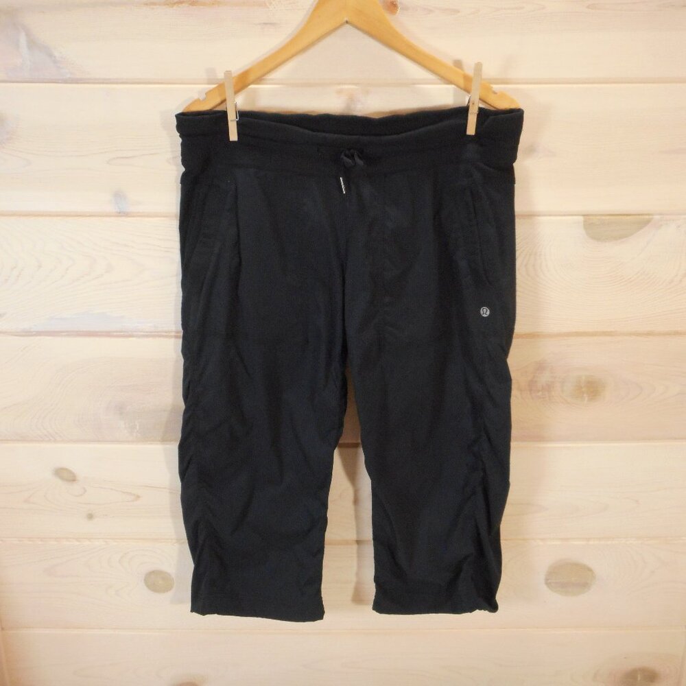 Lululemon Womens Size 10 Dance Studio Crop Capri No Liner Black Drawstring
